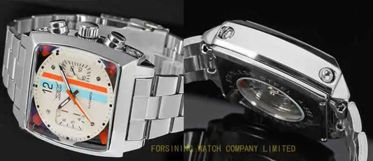 JARAGAR 569 Men's Mechanical Watch Fashion Design Square Dial Date Week Waterproof Steel Strap Leisure Wristwatch