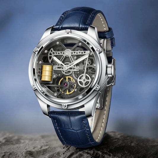 Pindu Men's New Mechanical Watch Leather Sapphire Crystal Commercial Men's Watch Miyota 8215 Automatic Watch 50m Waterproof