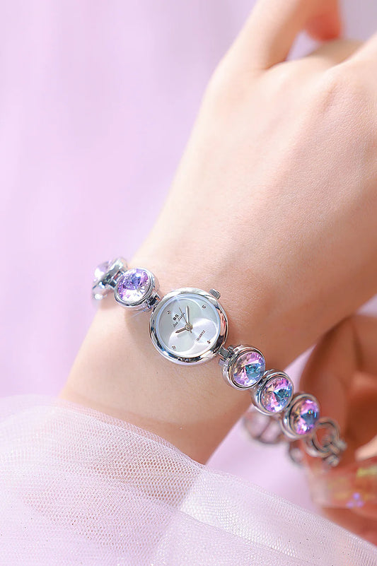 UTHAI Women's Watch Light Luxury Champagne Gold Purple Satellite Bracelet Waterproof LadiesFashion Quartz Clock Watches Gift