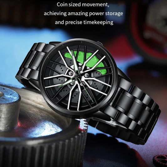 VA VA VOOM LT01 Cool Sports Car Wheel Elements Come Running Quartz Luminous Waterproof Steel Belt Watches for Man Reloj Hombre