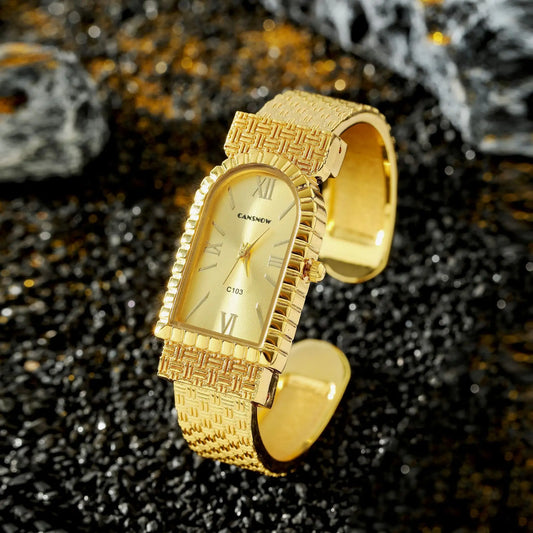 UTHAI W82 Women's Bracelet Watch Fashion Light Luxury Diamonds Small Square Quartz Watches Ladies Metal Wristwatch Jewelry