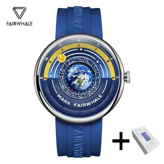 Fairwhale Watches for Man 5700 Mens Watch Fashion Planet Design Dial Silicone Strap Waterproof Quartz Wristwatches Reloj Hombre