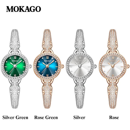 2025 Ladies Fashion Quartz Watch Waterproof Luxury Diamond Inlaid Charming Bracelet Jewelry Full of Sparkling Stones for Women