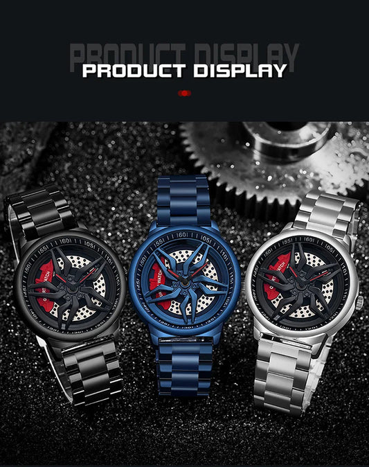 UTHAI L72 Watch For Men Cool Wheel Watch Luxury High Quality Male's Quartz Watches Hollow out 360 ° Rotary Dial Waterproof Clock
