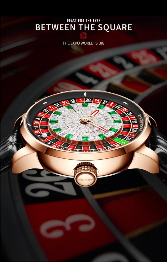 PINDU Design New NH35A Mechanical Watches Men Push Button Turn Russian Roulette Game Sapphire Mirror Diamond Dial Men's Watch