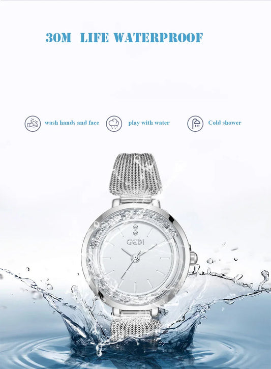 New Ladies Watch Light Luxury Brand Flowing Sand Diamond Premium Candy Strap Women Fashion Quartz Wristwatches Accessories Gift
