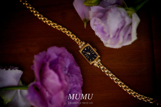 Japanese style galaxy purple gold stone watch rectangular small gold watch niche light luxury quartz women's watch new bracelet