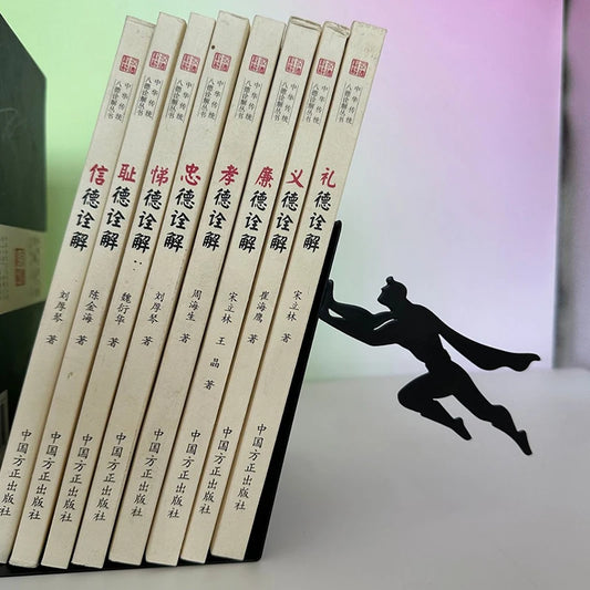 Creative Super Hero Bookshelf Figurines Metal Book Storage Display