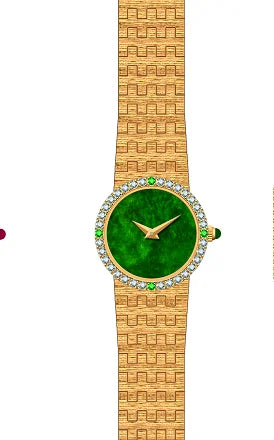 Red Jadeite 2024 New Women's Watch Medieval Diamond  Vintage Retro Luxury Elegance High Quartz  Retro Gold Clock