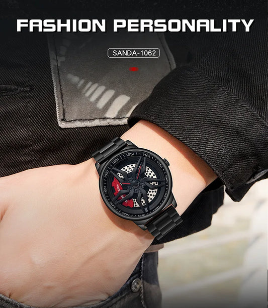 UTHAI L72 Watch For Men Cool Wheel Watch Luxury High Quality Male's Quartz Watches Hollow out 360 ° Rotary Dial Waterproof Clock