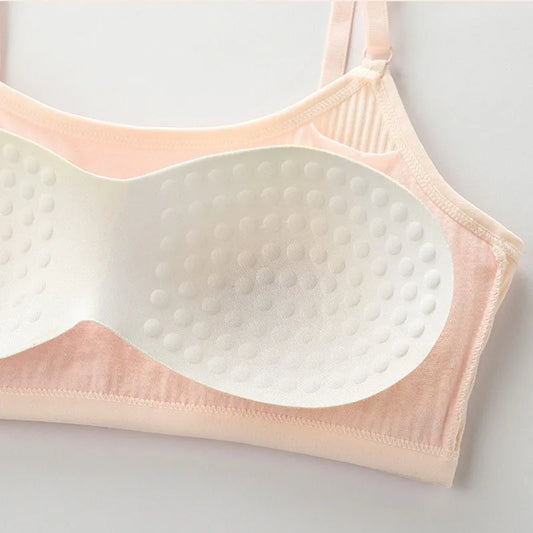4 Pcs/Lot Children Innerwear Cotton Girls Bra Removable Sponge Cup Puberty Girls Training Bras Breathable Teenage Girl Brassiere