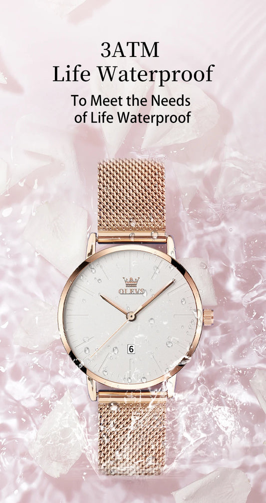 OLEVS Luxury Fashion Watch for Women Rose Gold Waterproof Quartz Ladies Wristwatch Original Simple Women's Watches Montre Femme