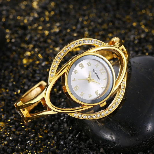 New Women's Watch Light luxury Metal Bracelet Watch Gold Versatile Trendy Female Fashion Quartz Wristwatches