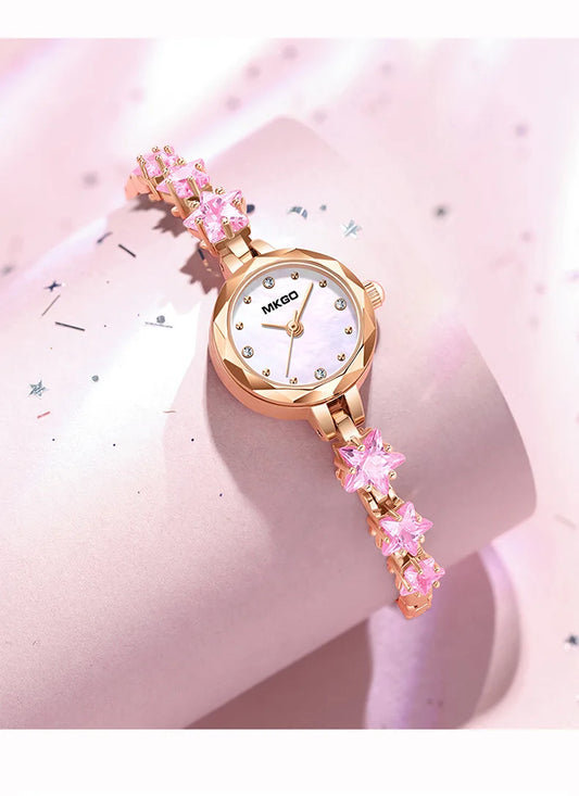 UTHAI W57 Fritillaria Fashion Light Luxury Crystal Watch Women's Exquisite Slim Bracelet Watches Waterproof Ladies Clock Gift