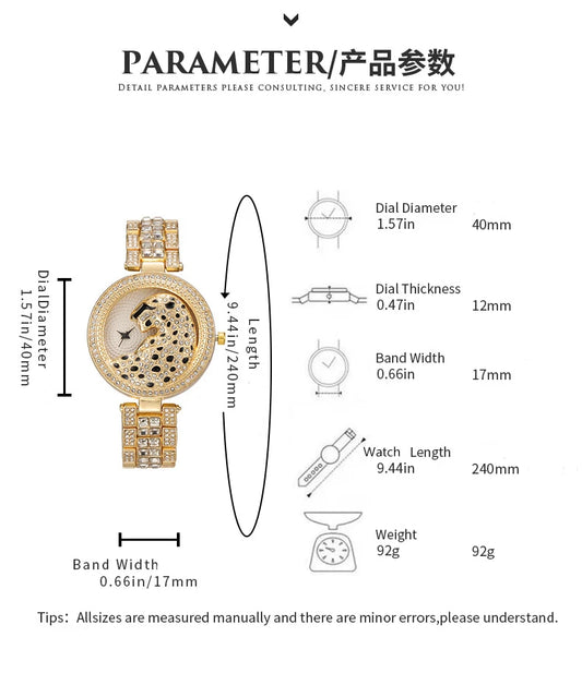 UTHAI H30 Leopard Head Women's Watches Diamonds Quartz Fashion Personality Ladies Jewelry Temperament Bracelet Watch