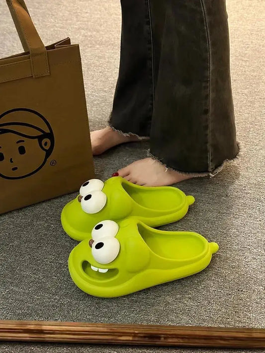 Tongue Slippers Big Eye Dog Slippers Cute Funny Big Eye Dog Fun Cartoon Package Head Eva Slippers for Women