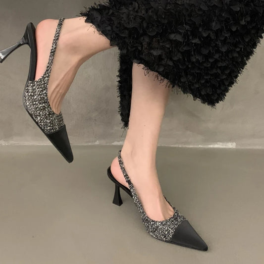 New Fashionable Comfortable Elegant Sexy Small Toe Stiletto High Heels French High Heels Baotou Back Hollow Sandals  Women