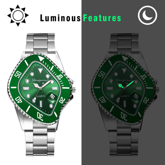 LANCARDO Men Novelty Irregular Dial Magnifier Date Lumious Hands Wrist Watch Quartz Polka Dot Shaped Case Casual Business Watch