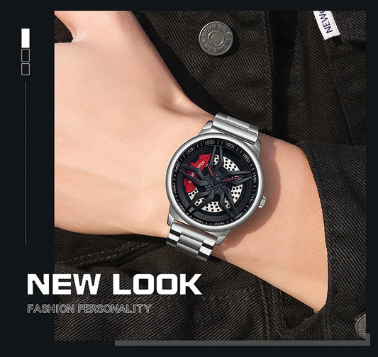UTHAI L72 Watch For Men Cool Wheel Watch Luxury High Quality Male's Quartz Watches Hollow out 360 ° Rotary Dial Waterproof Clock