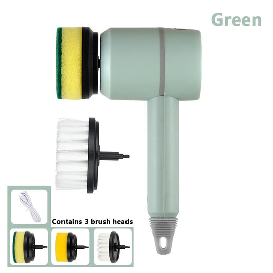 New Electric Cleaning Brush 3 Brush Heads Cleaner Multifunctional Cleaning Pots and Dishes For Kitchen Bathroom Bathtub Glass