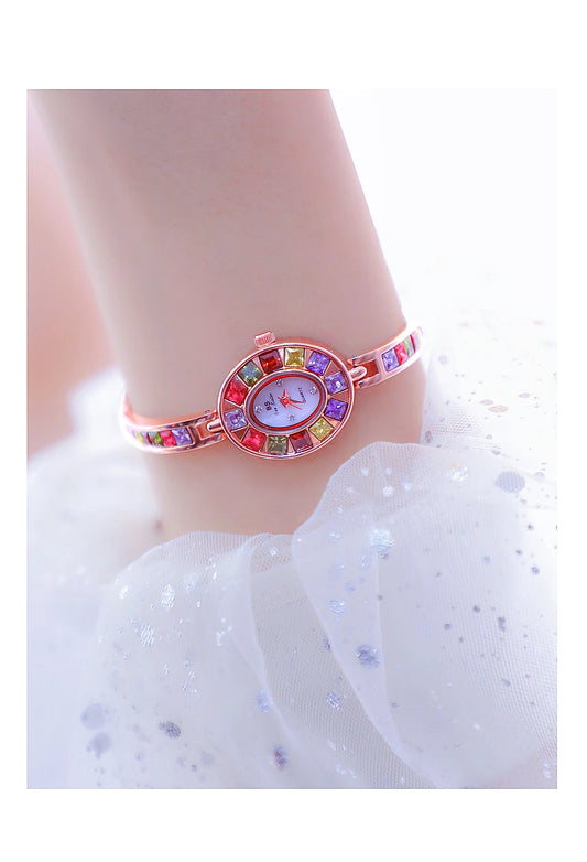 UTHAI Women's Chain Watch Brand Light Luxury Gold Gradient Rainbow Bracelet Waterproof Ladies Fashion Quartz clock Watches Gift