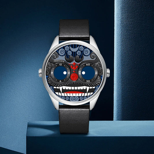 Abbylun 1363 Men's Quartz Watch New Fashion Chinese Lion Dance Series Personality 3D Relief Street Design Clocks Wristwatch
