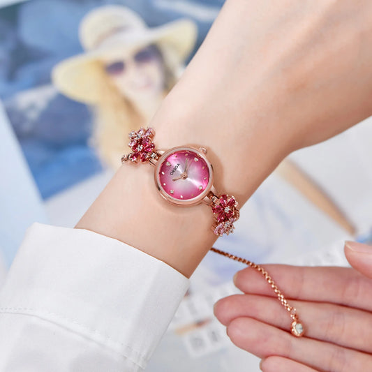 UTHAI Women's Watch Brand Light Luxury Violet Bracelet Chain Wristwatch Green Red Waterproof Ladies Fashion Clock Watches Gift