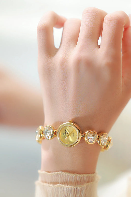 UTHAI Women's Watch Light Luxury Champagne Gold Purple Satellite Bracelet Waterproof LadiesFashion Quartz Clock Watches Gift