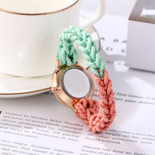 LANCARDO Quartz Braided Scrunchie Watch Elastic Rope Watch Digital Dial Women Multi-functional Ultra-thin Student Bracelet Watch