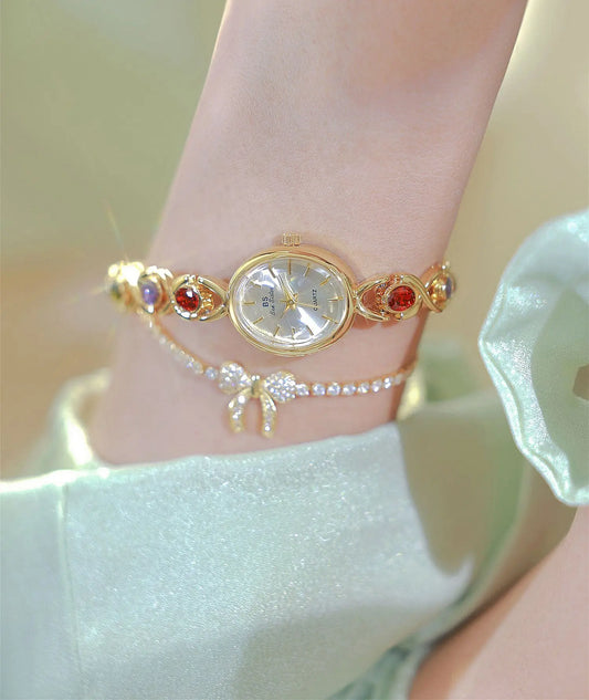 UTHAI Watch For Women Light Luxury Brand Retro Oval Rainbow Bracelet watches Waterproof Ladies Fashion Quartz Clock Wristwatches