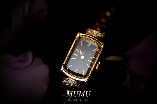 Japanese style galaxy purple gold stone watch rectangular small gold watch niche light luxury quartz women's watch new bracelet