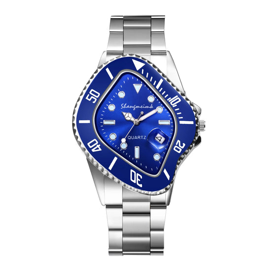LANCARDO Men Novelty Irregular Dial Magnifier Date Lumious Hands Wrist Watch Quartz Polka Dot Shaped Case Casual Business Watch