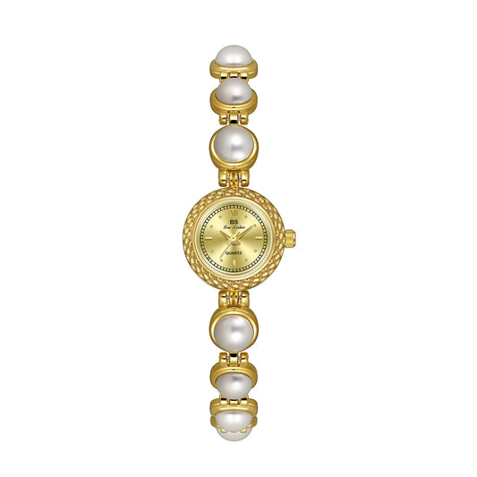 UTHAI Watch For Women Small Fragrance Medieval Luxury Pearl Bracelet Watch Temperament Waterproof Ladies Fashion Quartz Watches