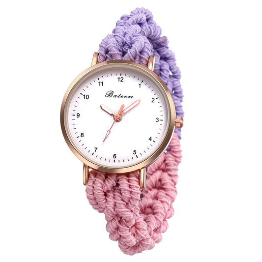 LANCARDO Quartz Braided Scrunchie Watch Elastic Rope Watch Digital Dial Women Multi-functional Ultra-thin Student Bracelet Watch