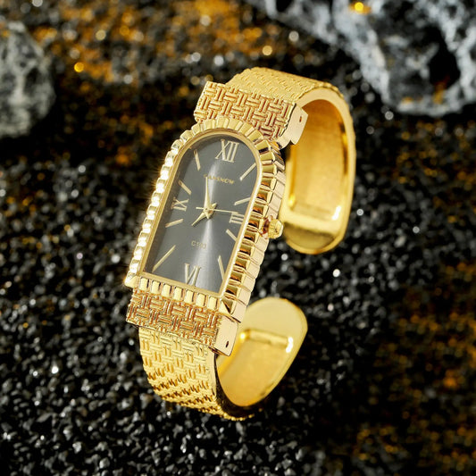 UTHAI W82 Women's Bracelet Watch Fashion Light Luxury Diamonds Small Square Quartz Watches Ladies Metal Wristwatch Jewelry