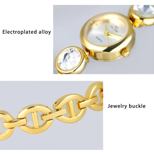 UTHAI Women's Watch Light Luxury Champagne Gold Purple Satellite Bracelet Waterproof LadiesFashion Quartz Clock Watches Gift