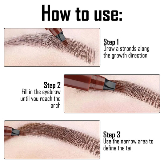 4 Forks Eyebrow Pencil Waterproof Long Lasting Dark Gray/Red Brown NO Smudging Eyes Liquid Eye Brows Pen Female Makeup Products
