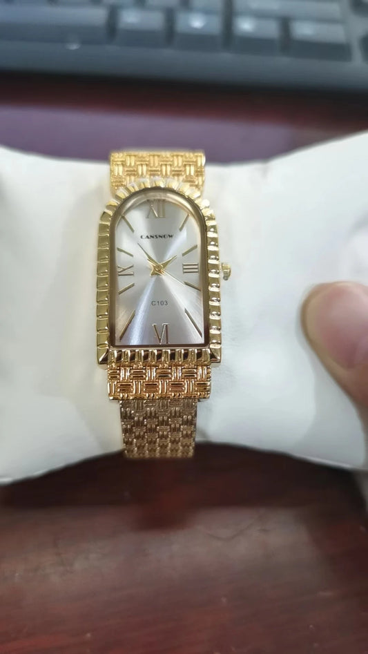 UTHAI W82 Women's Bracelet Watch Fashion Light Luxury Diamonds Small Square Quartz Watches Ladies Metal Wristwatch Jewelry