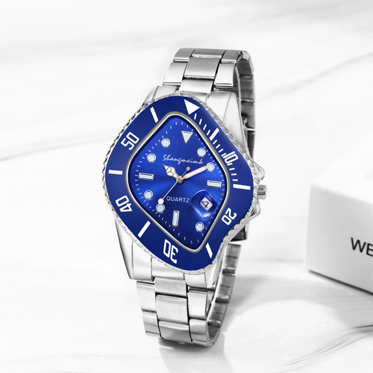 LANCARDO Men Novelty Irregular Dial Magnifier Date Lumious Hands Wrist Watch Quartz Polka Dot Shaped Case Casual Business Watch