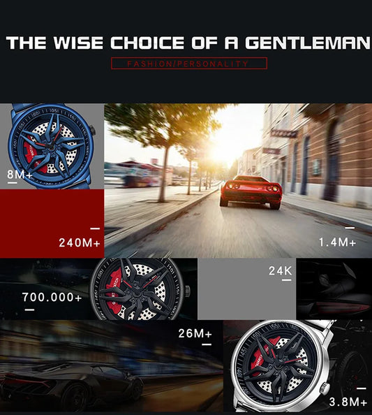 UTHAI L72 Watch For Men Cool Wheel Watch Luxury High Quality Male's Quartz Watches Hollow out 360 ° Rotary Dial Waterproof Clock