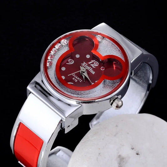 Children's Quartz Watch For  Mickey Mouse Cartoon Stainless Steel Bracelet  Kids Student Boy Girl Cute Wristwatches Clock Gift