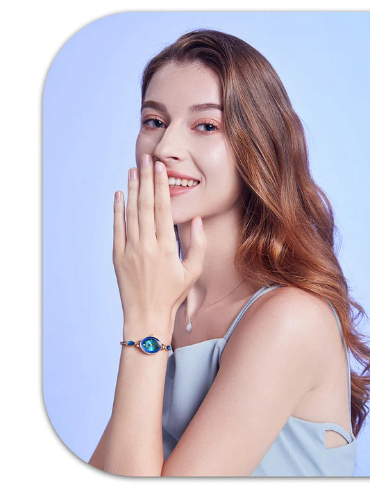 UTHAI L37 Women's Fashion Quartz Watch Brand Light Luxury Jewelry Set with Diamonds Waterproof Slim Bracelet Girl's Clock Gift
