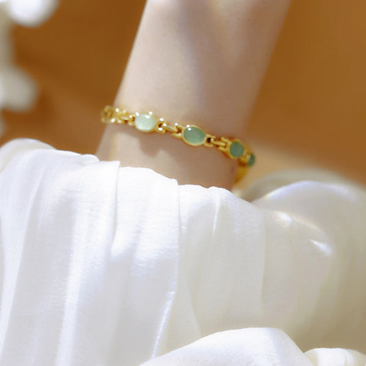 2025 Women quartz Watch Luxury Brand Retro Natural Dongling Stone Hotan Jade Waterproof Ladies Advanced Chain Wristwatches gift