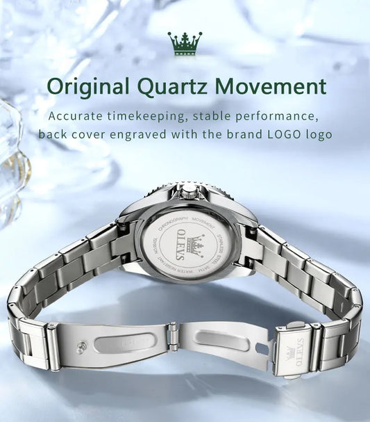 OLEVS Original Diamond Dial Quartz Watch for Women Fashion Elegant Ladies Watches Stainless Steel Waterproof Women's Wristwatch