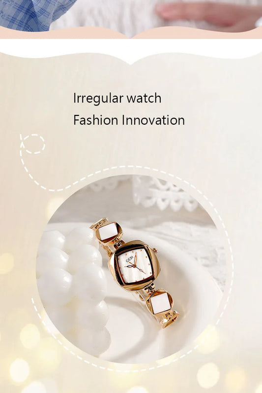 Women Bracelet Watch Light Luxury Creative Irregular Diamond shaped Watches Ladies Premium Exquisite Gem Quartz Wristwatch Gift