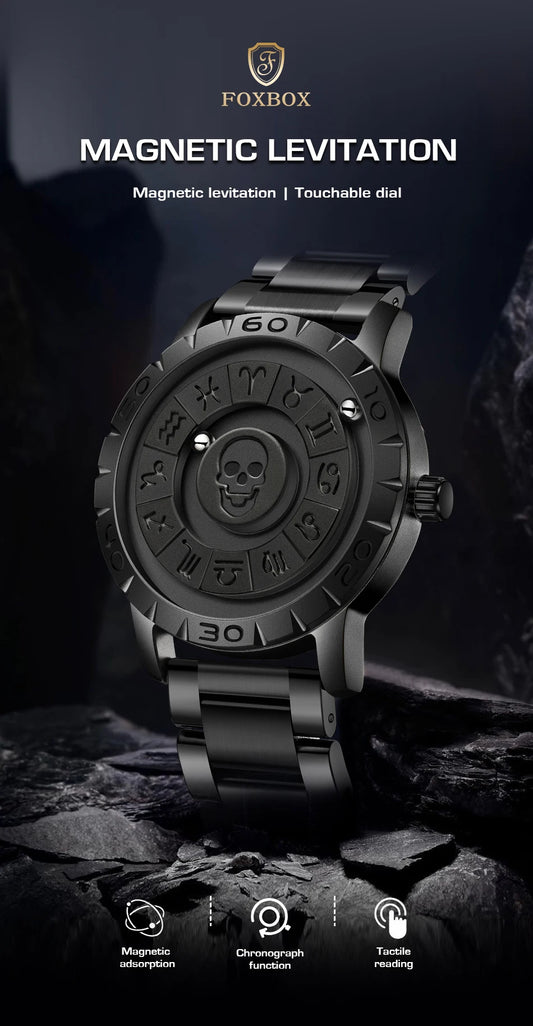 FOXBOX Luxury Skull Design Watch Men Fashion Business Watch Men Full Steel Sport Military Waterproof Men's Quartz Wristwatches
