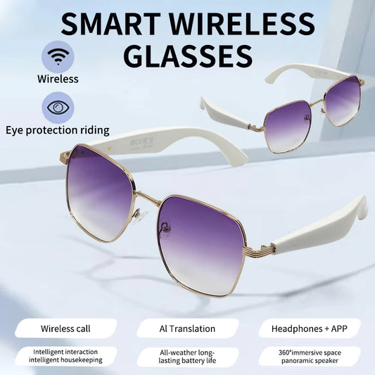 LIGE Outdoor Smart Glasses For Men Women AI Translation Bluetooth Glasses Music Voice Assistant Anti-UV Smart Camera Sunglasses