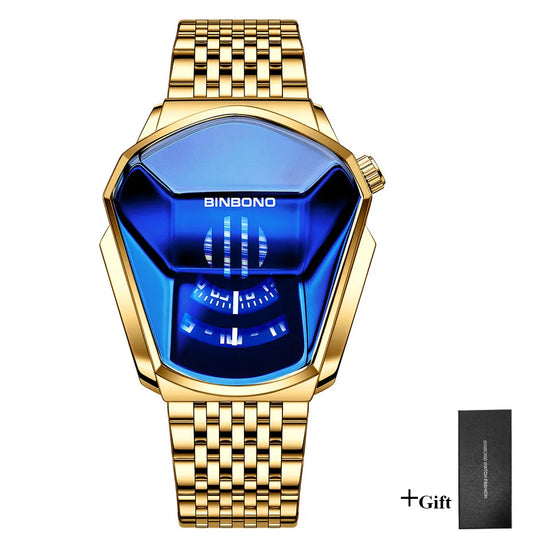 UTHAI Men Watch Trendy Motorcycle Concept Wristwatch Black Technology Watch Steel Waterproof Male Fashion Quartz Watches Has Box