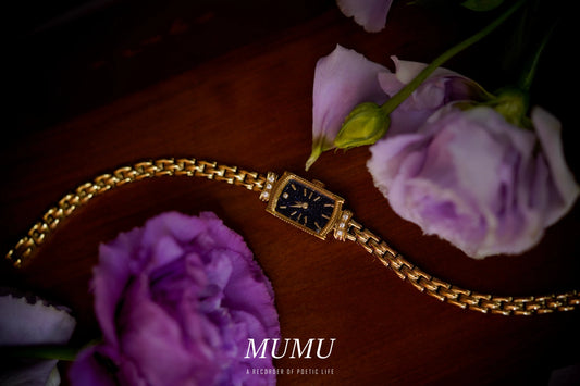 Japanese style galaxy purple gold stone watch rectangular small gold watch niche light luxury quartz women's watch new bracelet