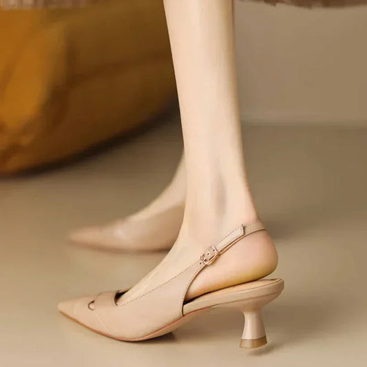 New Elegant Comfortable and Fashionable Sandals Summer Solid Color Hollow Pointed Toe Breathable Casual Party High Heels